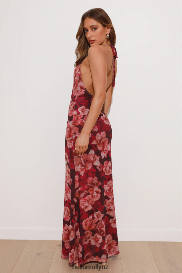 Hello Molly RUNAWAY Evalina Maxi Dress Wine Floral PBN8865787 Clothing