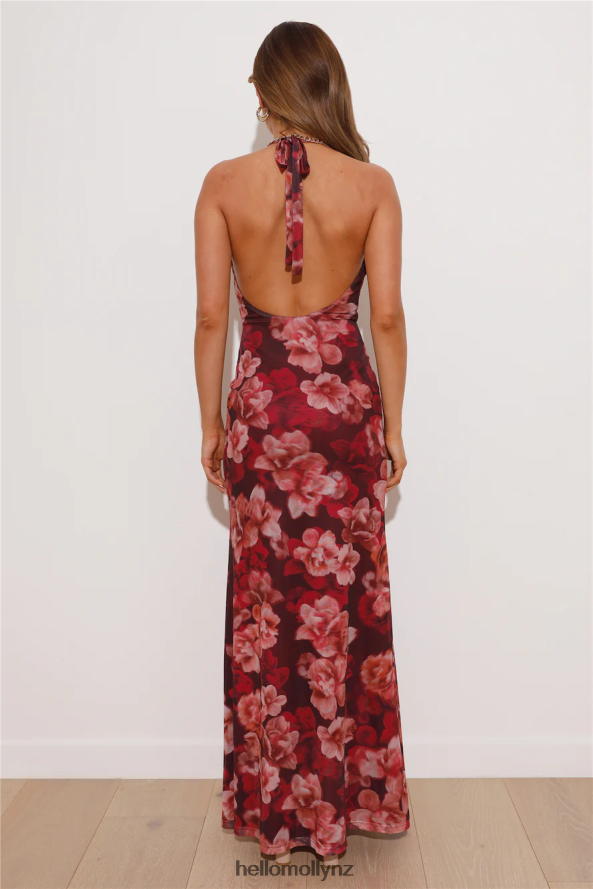 Hello Molly RUNAWAY Evalina Maxi Dress Wine Floral PBN8865787 Clothing