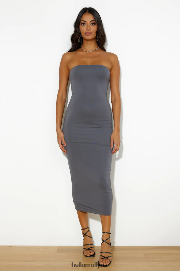 Hello Molly Repeated Wear Maxi Dress Charcoal PBN8865989 Clothing