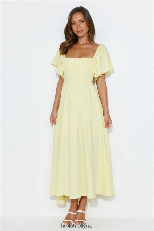 Hello Molly Summertime Heat Puff Sleeve Maxi Dress Yellow PBN8865500 Clothing