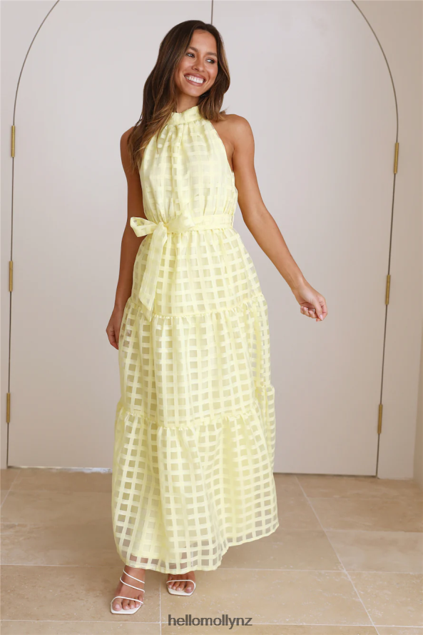 Hello Molly Summertime Picnic Maxi Dress Lemon PBN8865863 Clothing