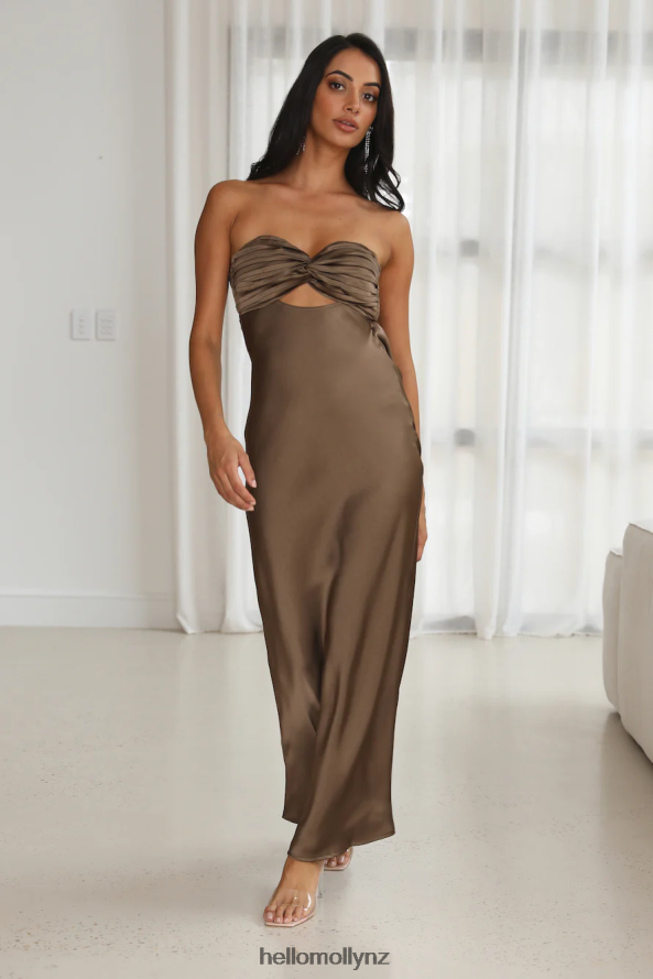 Hello Molly Up And Downs Satin Maxi Dress Brown PBN8863943 Clothing