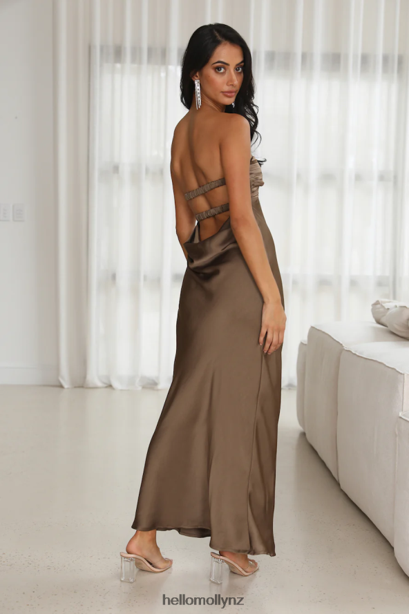 Hello Molly Up And Downs Satin Maxi Dress Brown PBN8863943 Clothing