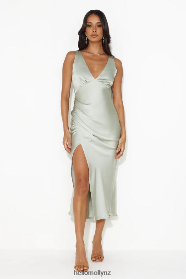 Hello Molly Accepting You Satin Midi Dress Sage PBN8865007 Clothing