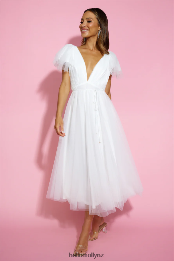 Hello Molly Bells Are Ringing Tulle Midi Dress White PBN8863933 Clothing