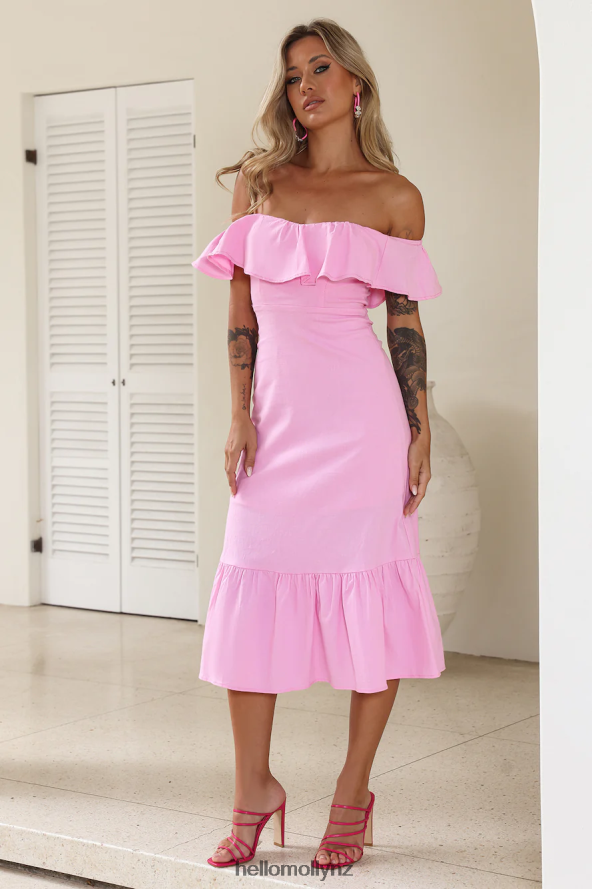 Hello Molly Bliss Abundance Midi Dress Pink PBN8864941 Clothing
