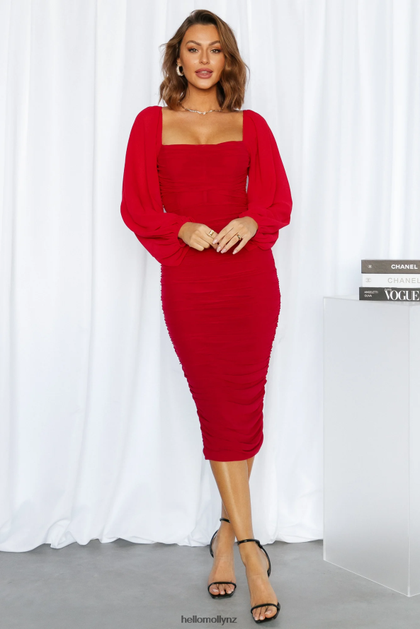 Hello Molly Brooklyn Love Midi Dress Red PBN8864029 Clothing