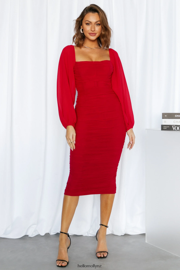 Hello Molly Brooklyn Love Midi Dress Red PBN8864029 Clothing