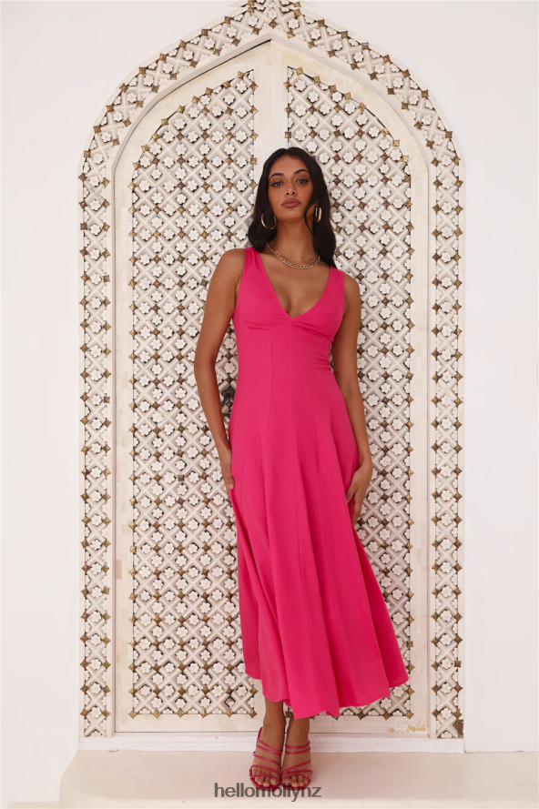 Hello Molly Dusk Soiree Midi Dress Pink PBN8864569 Clothing