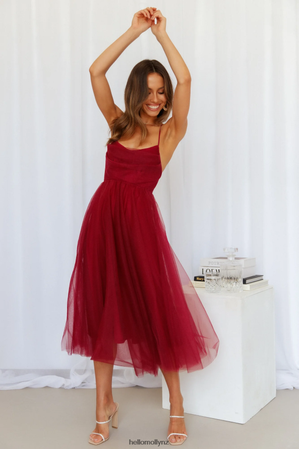 Hello Molly Fairy Vibes Midi Dress Wine PBN8863513 Clothing