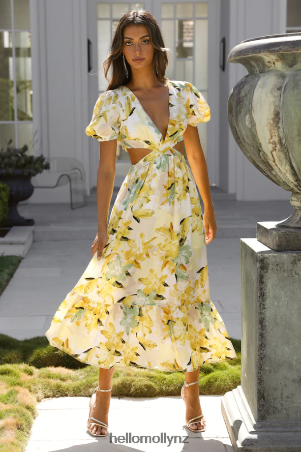 Hello Molly Feelin Florals Midi Dress Yellow PBN8863534 Clothing