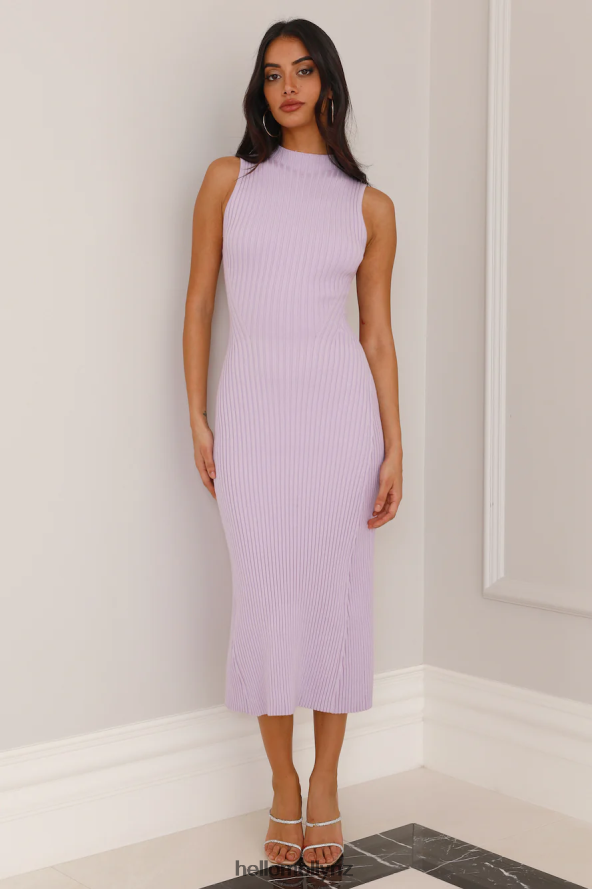 Hello Molly Fresh Days Ribbed Midi Dress Lilac PBN8865384 Clothing