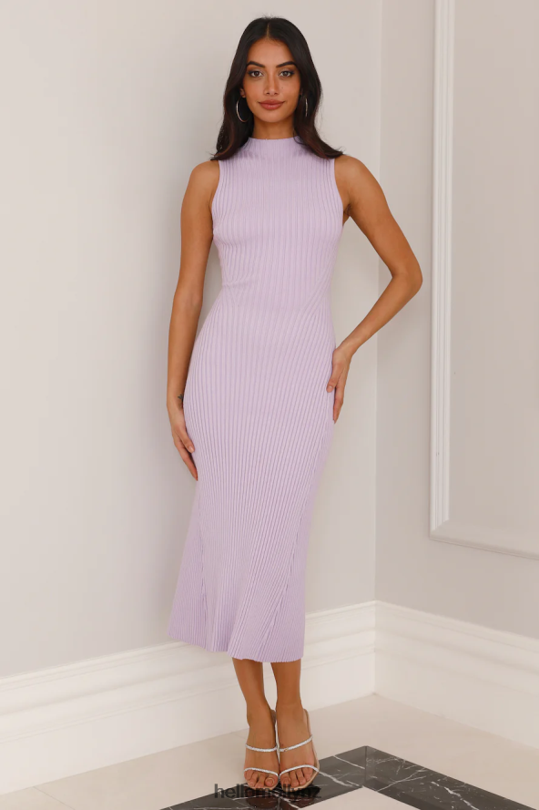 Hello Molly Fresh Days Ribbed Midi Dress Lilac PBN8865384 Clothing
