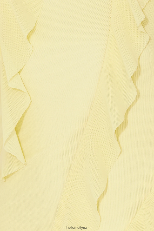 Hello Molly Gleaming Days Mesh Frill Midi Dress Yellow PBN8864844 Clothing