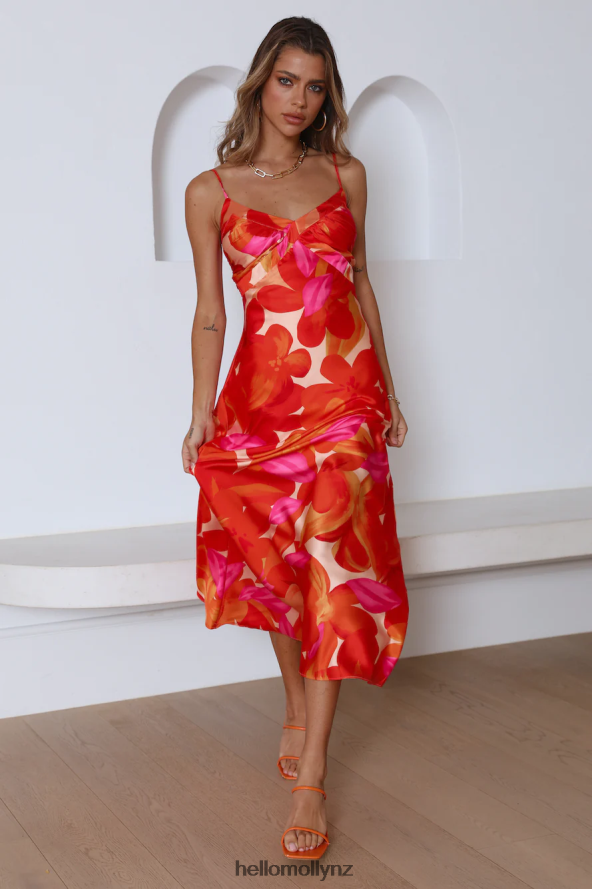 Hello Molly Having Fun Satin Midi Dress Red PBN8864226 Clothing