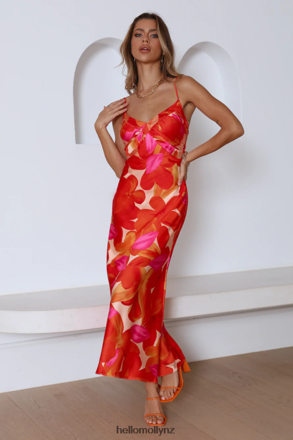 Hello Molly Having Fun Satin Midi Dress Red PBN8864226 Clothing