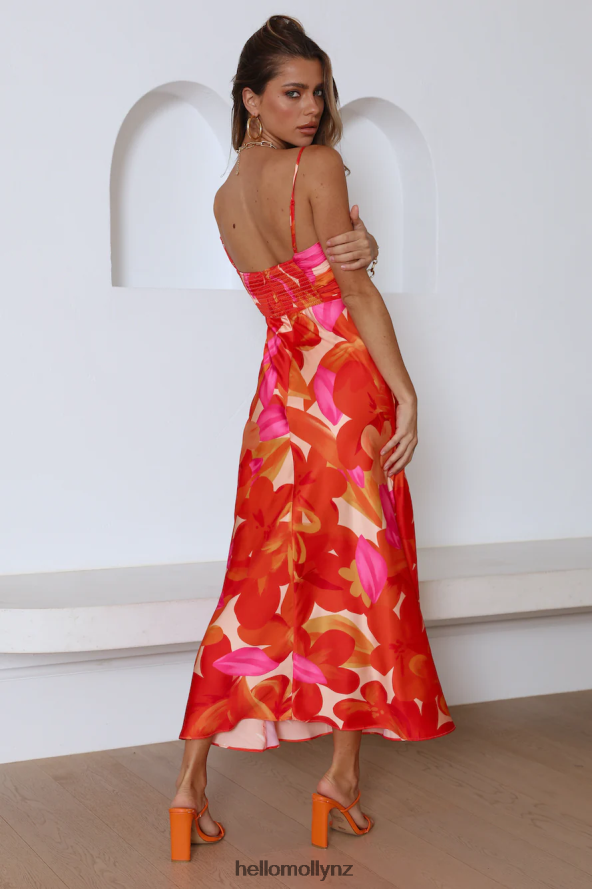 Hello Molly Having Fun Satin Midi Dress Red PBN8864226 Clothing