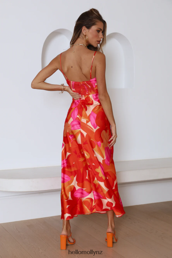 Hello Molly Having Fun Satin Midi Dress Red PBN8864226 Clothing