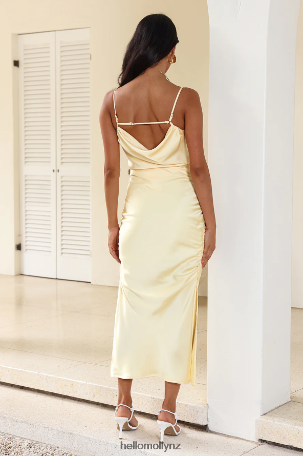 Hello Molly Keep Shining Satin Midi Dress Yellow PBN8864042 Clothing