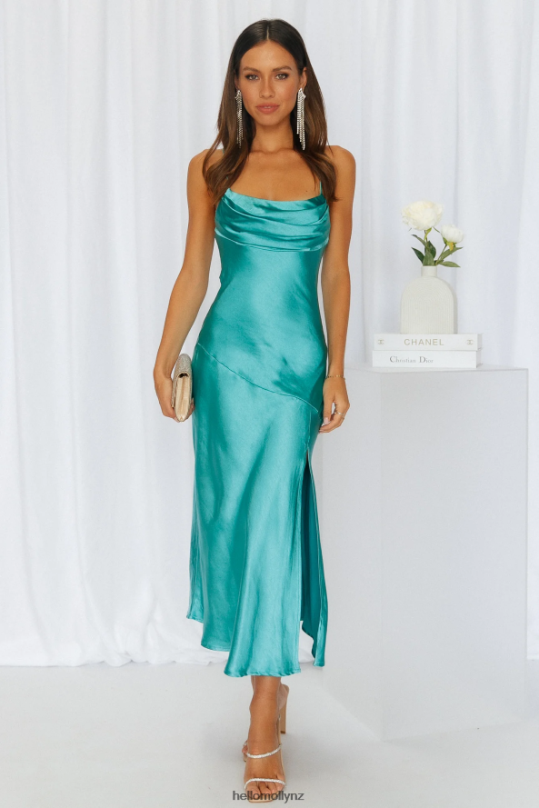 Hello Molly Lychee Martini Satin Midi Dress Aqua PBN8863602 Clothing