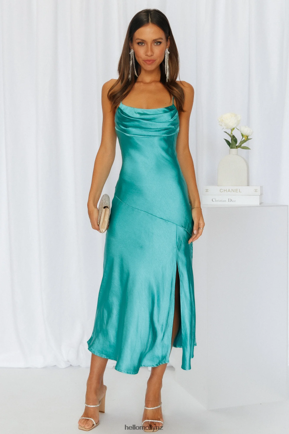 Hello Molly Lychee Martini Satin Midi Dress Aqua PBN8863602 Clothing