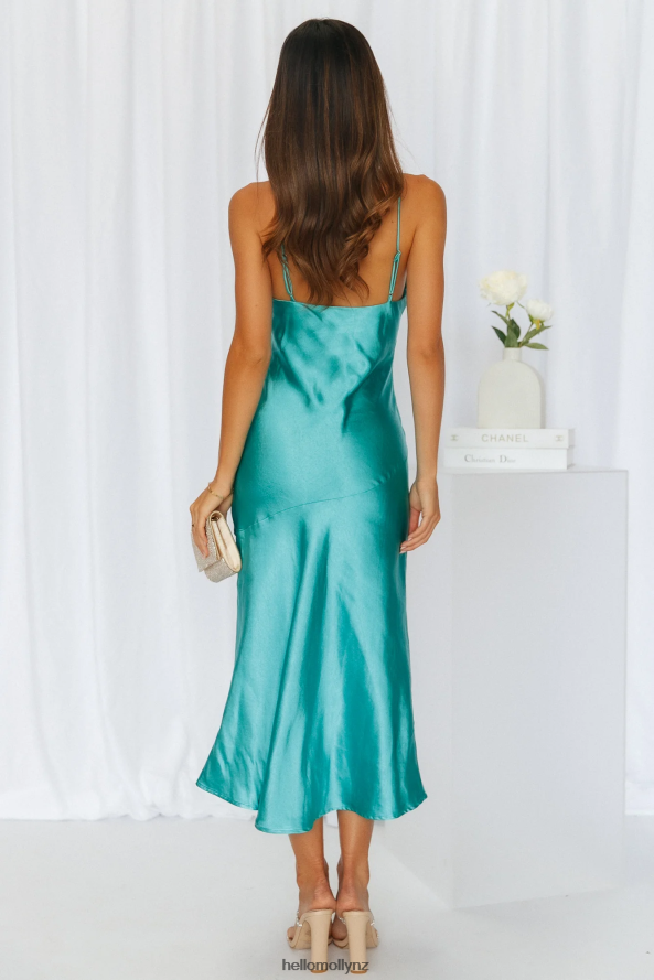 Hello Molly Lychee Martini Satin Midi Dress Aqua PBN8863602 Clothing