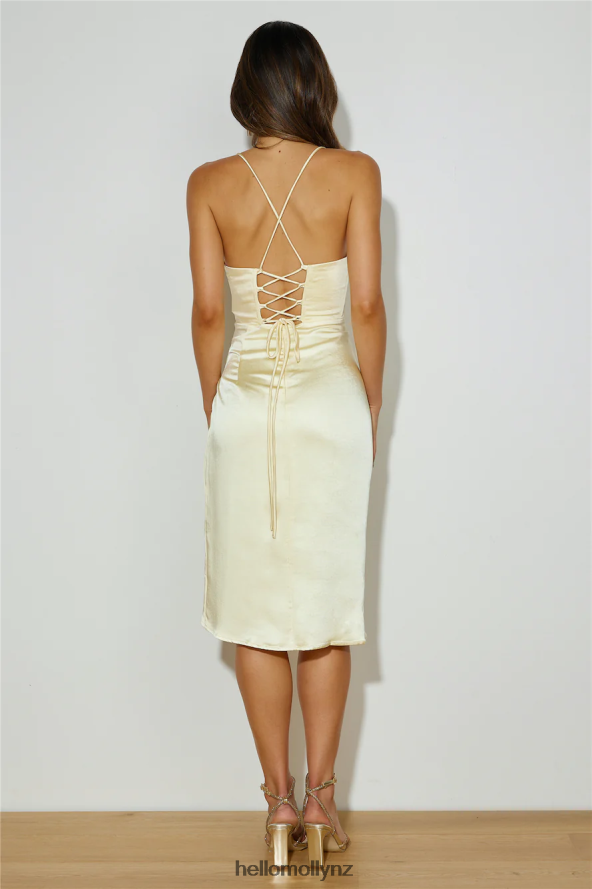 Hello Molly My Fierce Love Satin Midi Dress Yellow PBN8864013 Clothing