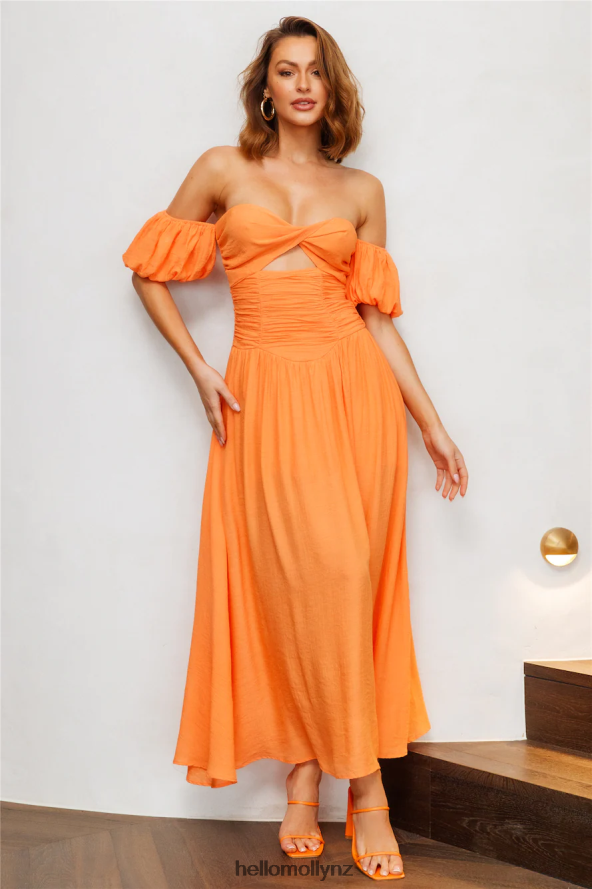 Hello Molly Nightly Dates Midi Dress Orange PBN8864621 Clothing