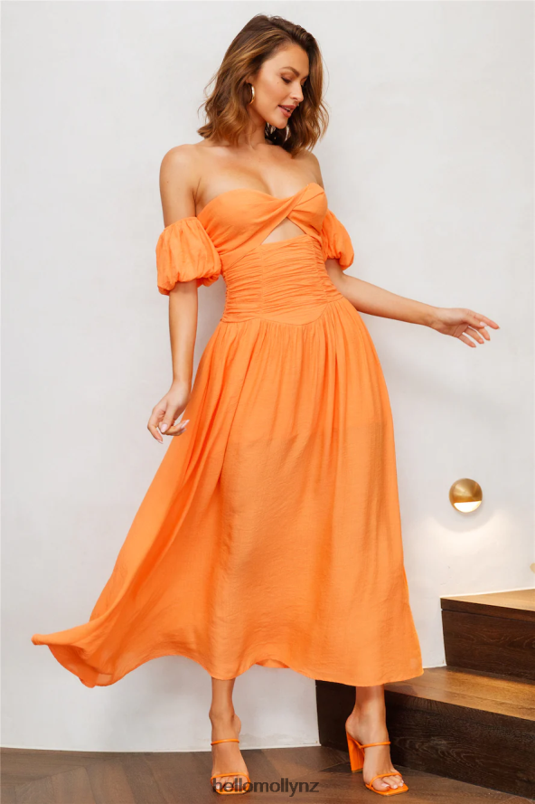 Hello Molly Nightly Dates Midi Dress Orange PBN8864621 Clothing
