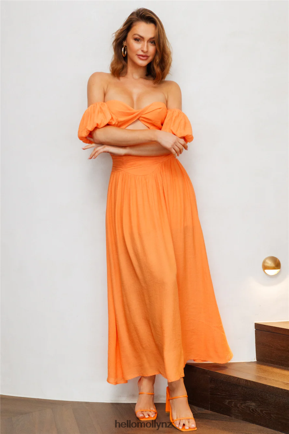Hello Molly Nightly Dates Midi Dress Orange PBN8864621 Clothing