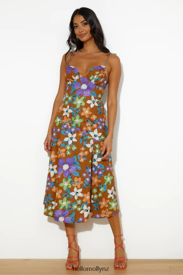 Hello Molly Oasis Of Love Midi Dress Brown PBN8865142 Clothing