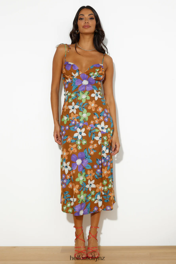 Hello Molly Oasis Of Love Midi Dress Brown PBN8865142 Clothing