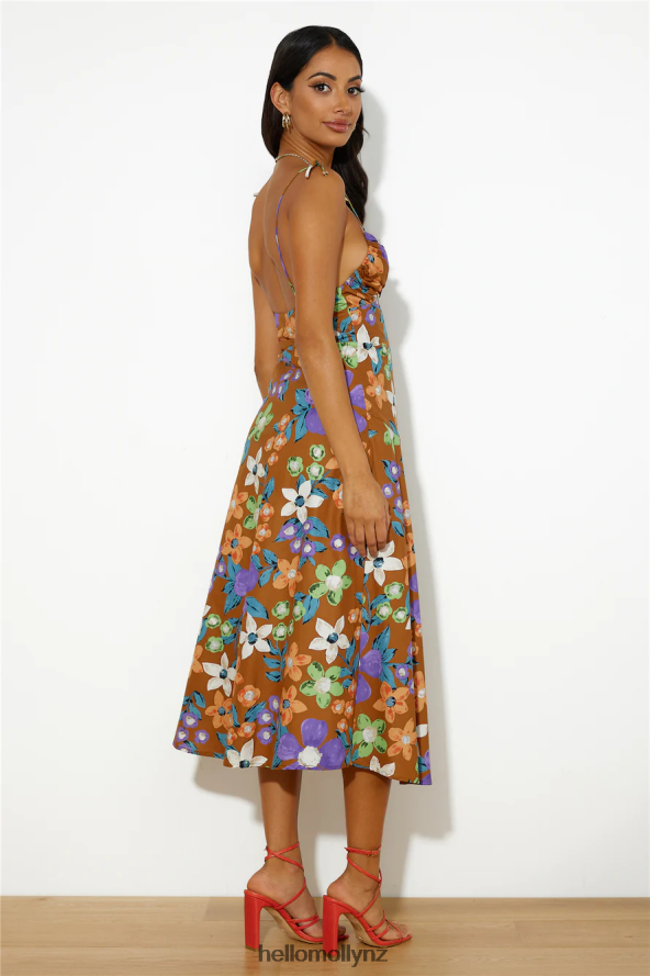 Hello Molly Oasis Of Love Midi Dress Brown PBN8865142 Clothing