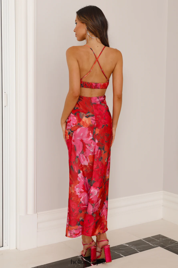 Hello Molly On A Escape Satin Midi Dress Red PBN8864105 Clothing