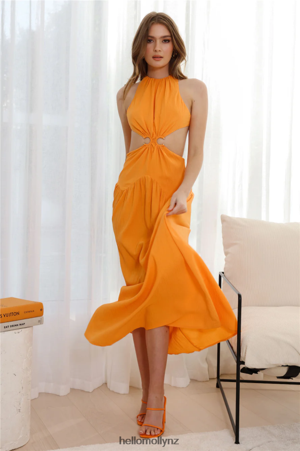 Hello Molly Pleasant Living Midi Dress Orange PBN8865442 Clothing