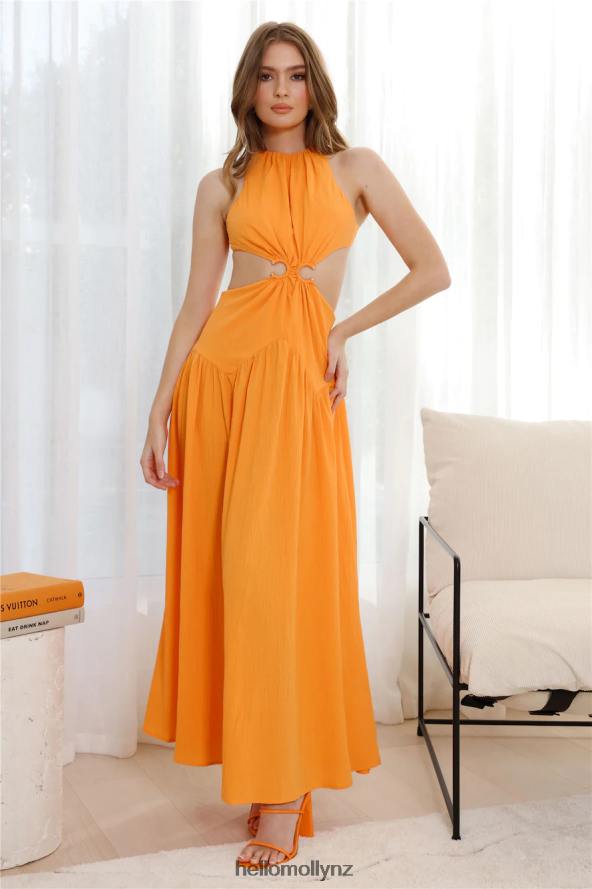 Hello Molly Pleasant Living Midi Dress Orange PBN8865442 Clothing