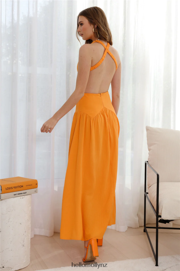 Hello Molly Pleasant Living Midi Dress Orange PBN8865442 Clothing