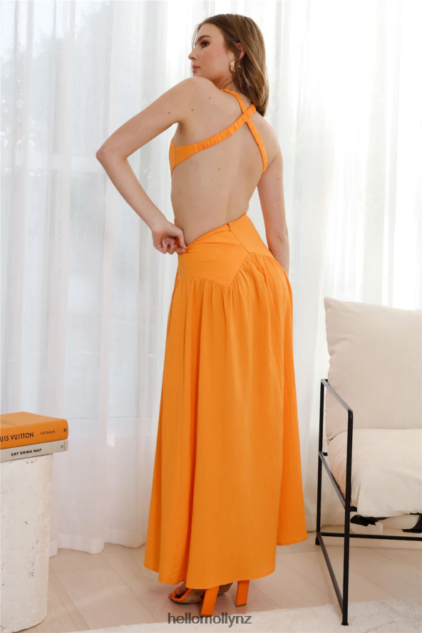 Hello Molly Pleasant Living Midi Dress Orange PBN8865442 Clothing
