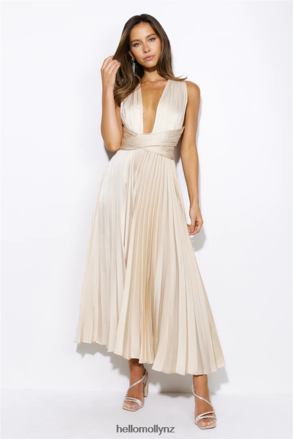 Hello Molly Prime Asset Midi Dress Champagne PBN8864070 Clothing