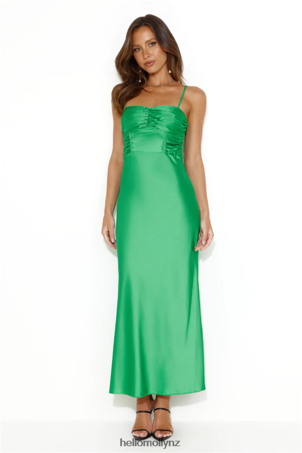 Hello Molly Quiet Stares Satin Midi Dress Green PBN8865449 Clothing