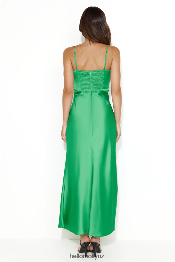 Hello Molly Quiet Stares Satin Midi Dress Green PBN8865449 Clothing