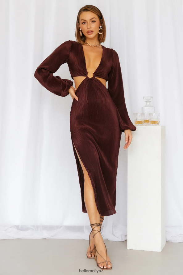 Hello Molly RUNAWAY Freja Midi Dress Chocolate PBN8863970 Clothing