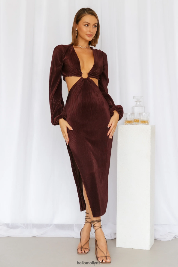 Hello Molly RUNAWAY Freja Midi Dress Chocolate PBN8863970 Clothing