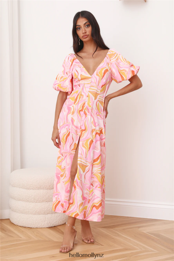 Hello Molly RUNAWAY Louise Midi Dress Pink PBN8864960 Clothing