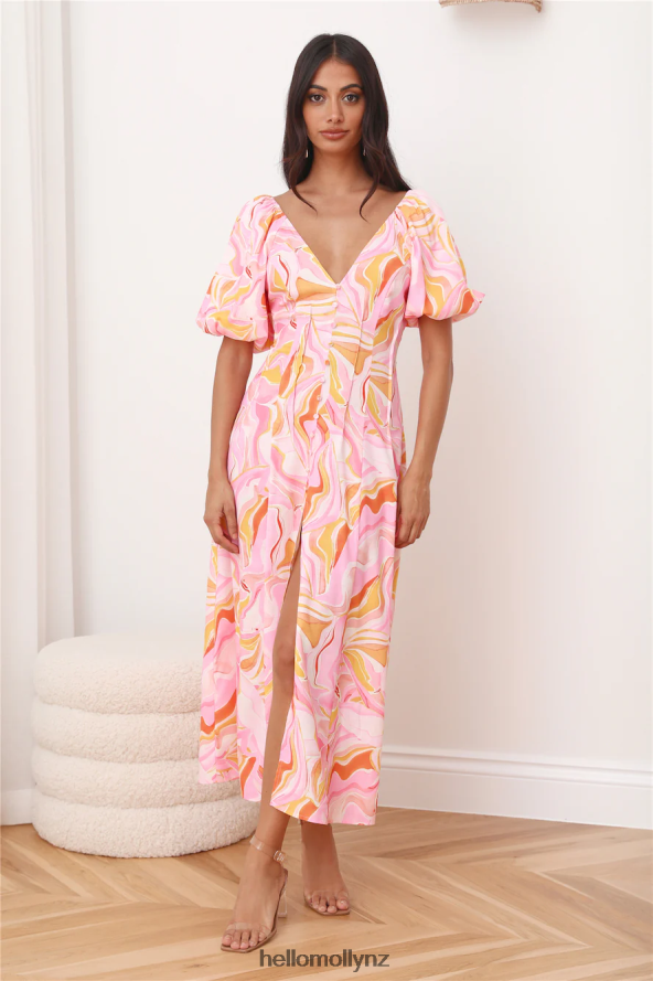 Hello Molly RUNAWAY Louise Midi Dress Pink PBN8864960 Clothing