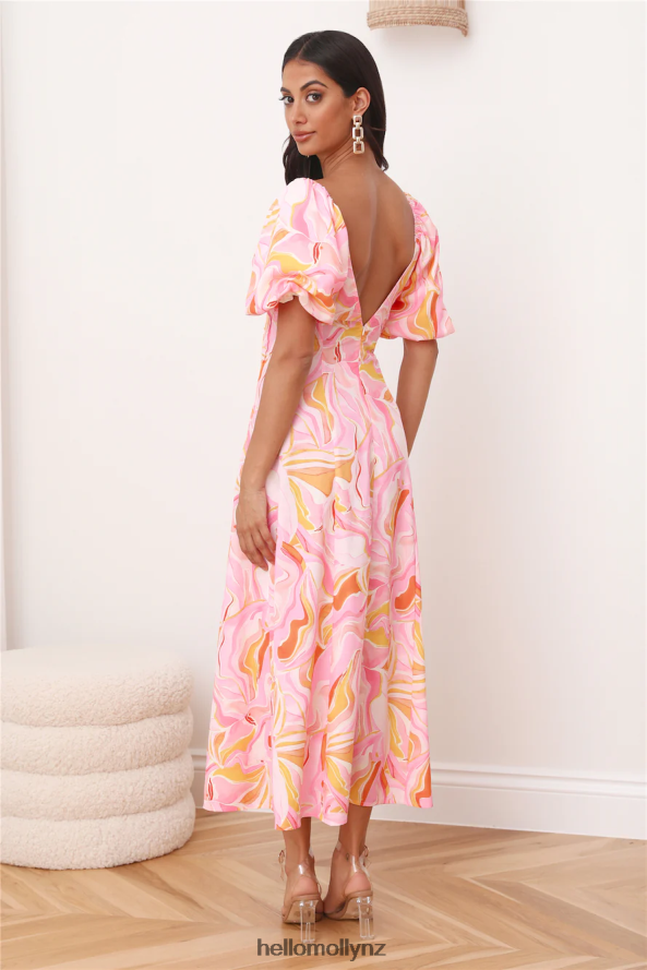 Hello Molly RUNAWAY Louise Midi Dress Pink PBN8864960 Clothing