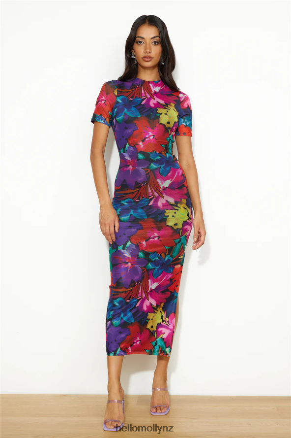 Hello Molly RUNAWAY Romance Midi Mesh Dress Black Floral PBN8864544 Clothing