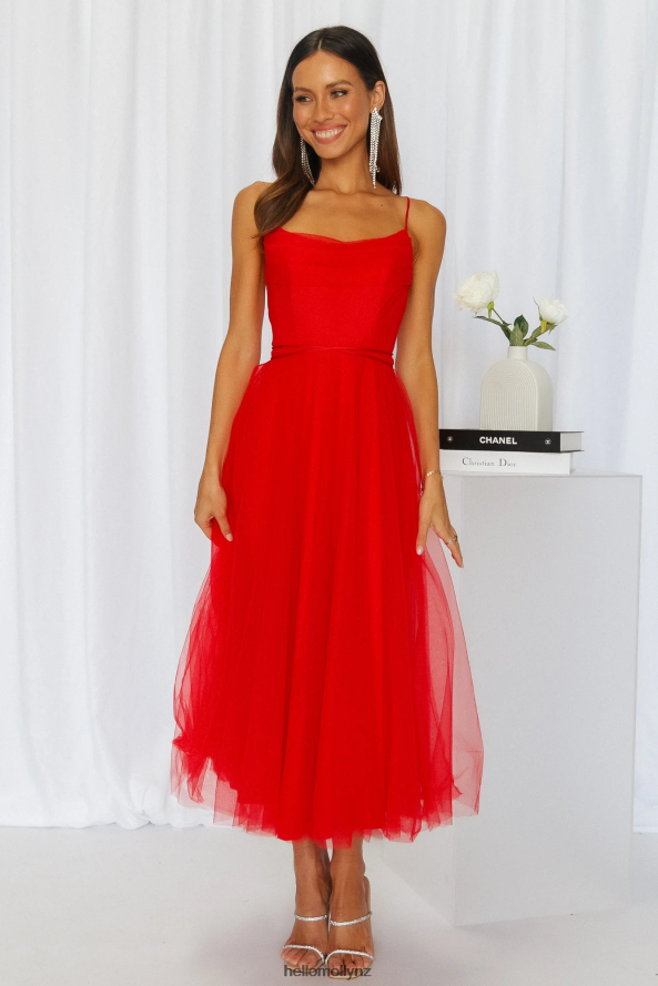 Hello Molly Signal My Way Tulle Midi Dress Red PBN8863558 Clothing