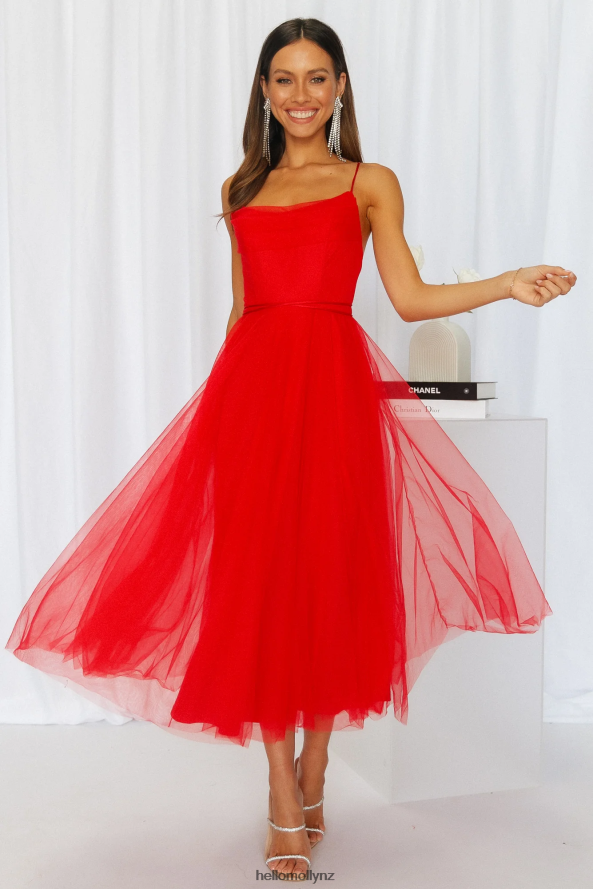 Hello Molly Signal My Way Tulle Midi Dress Red PBN8863558 Clothing