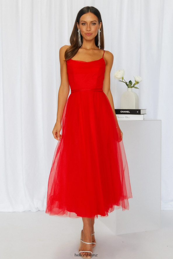 Hello Molly Signal My Way Tulle Midi Dress Red PBN8863558 Clothing